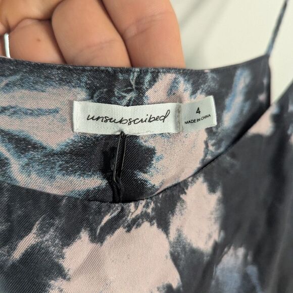 Unsubscribed Silk Tie Dye Asymmetrical Midi Dress Women's Size 4 NWT - Picture 4 of 9